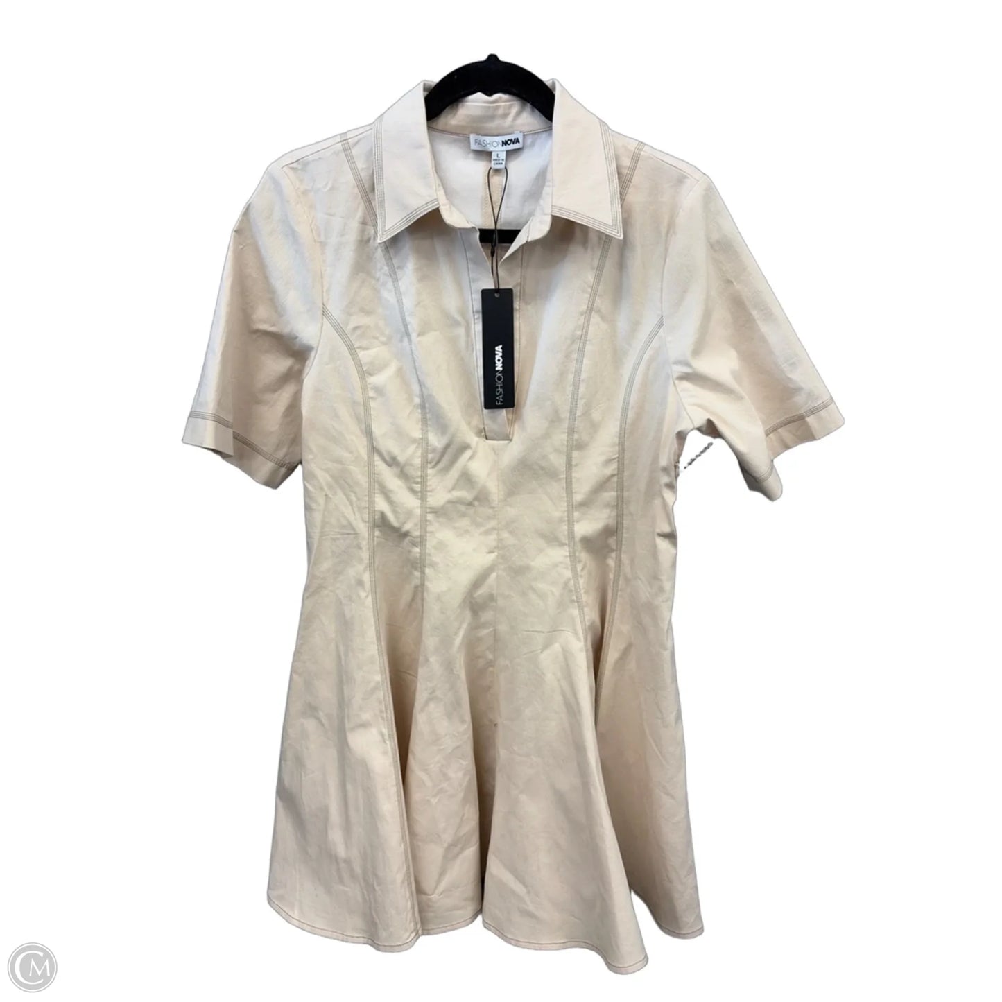 Dress Casual Short By Fashion Nova In Tan, Size: L