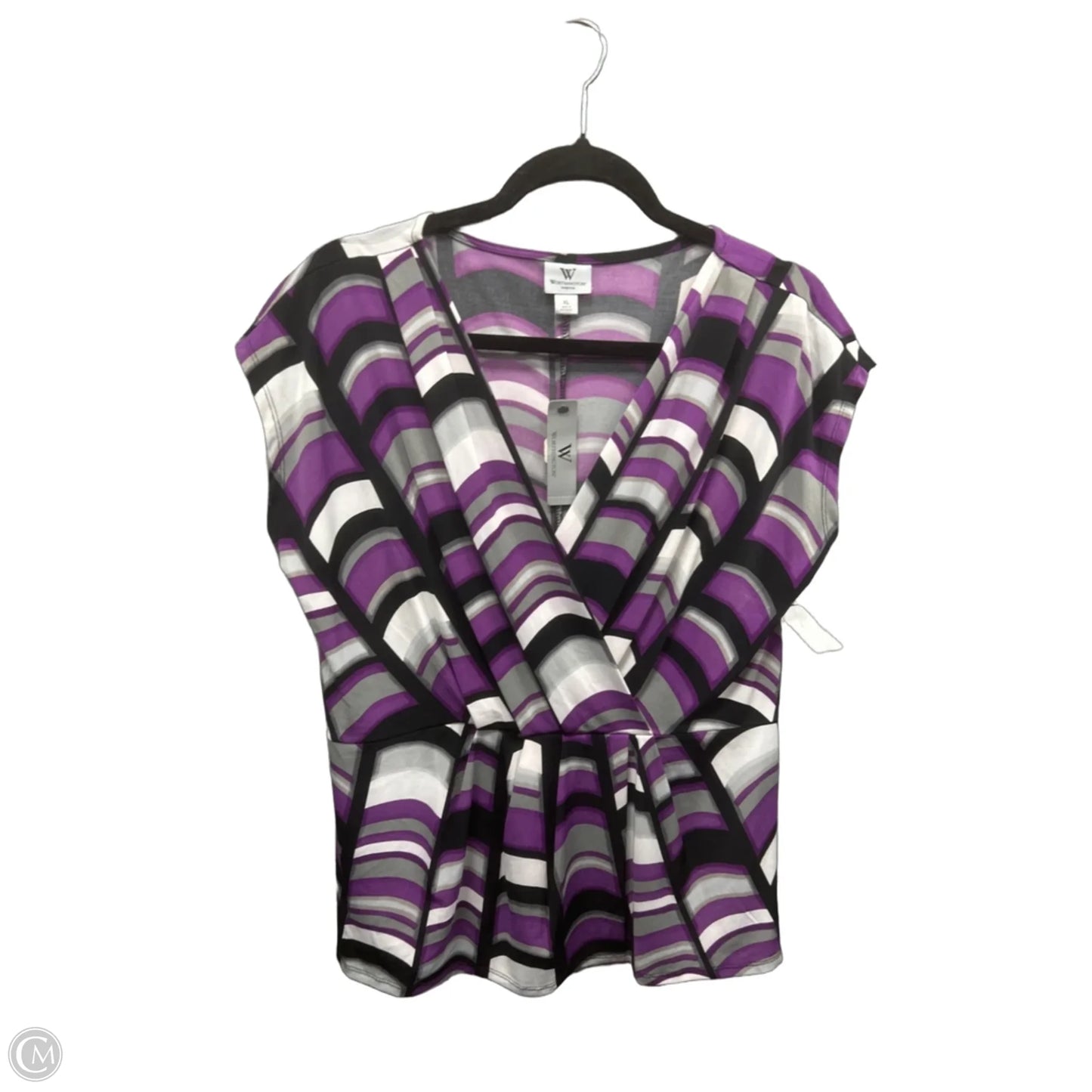 Blouse Short Sleeve By Worthington In Purple, Size: Xl