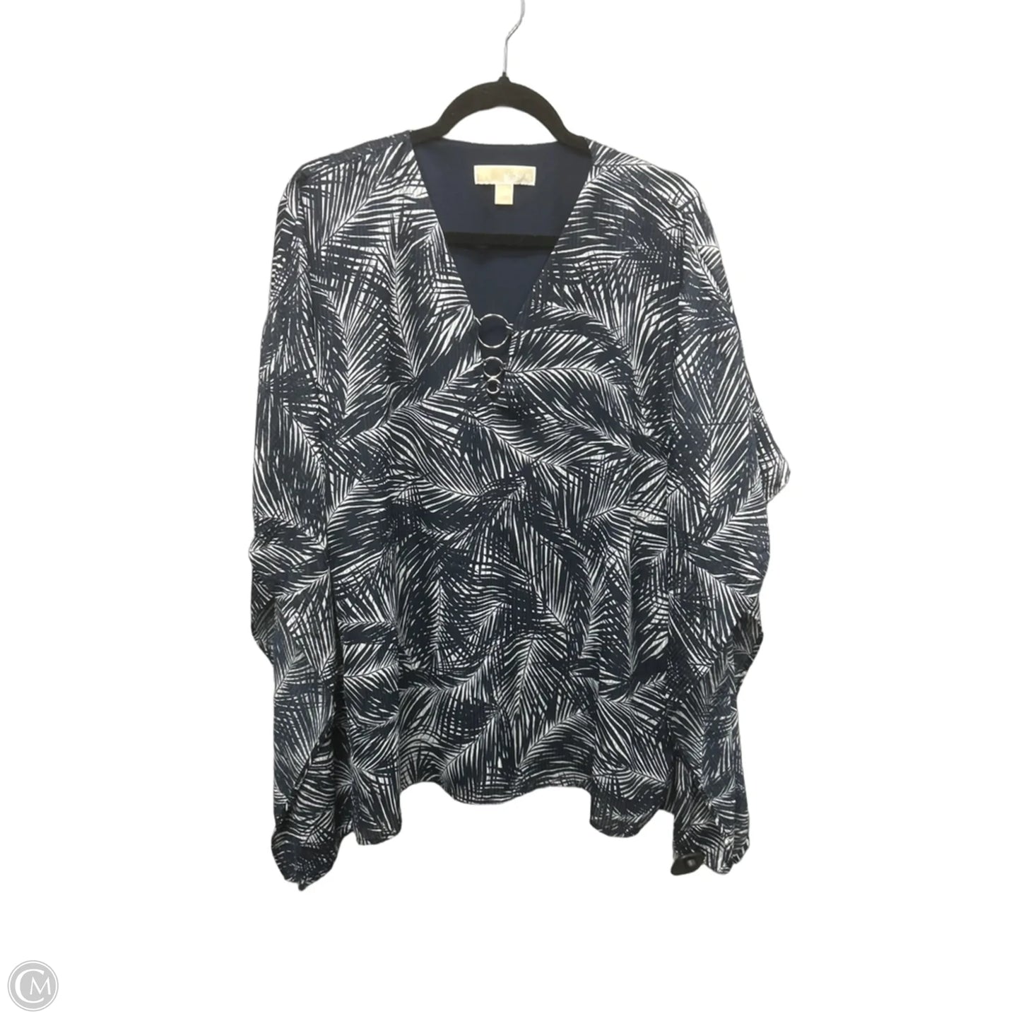 Blouse Short Sleeve By Michael By Michael Kors In Navy, Size: L