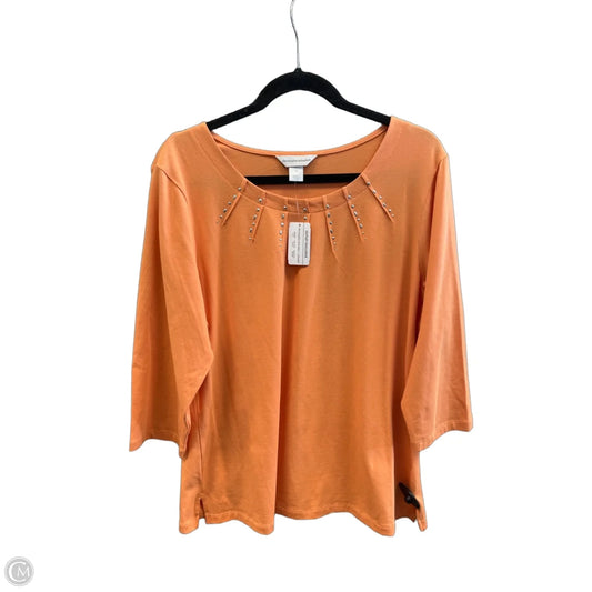 Top 3/4 Sleeve By Christopher And Banks In Orange, Size: Xl