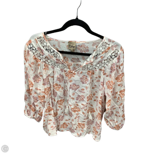 Blouse 3/4 Sleeve By Como Vintage In Orange, Size: M