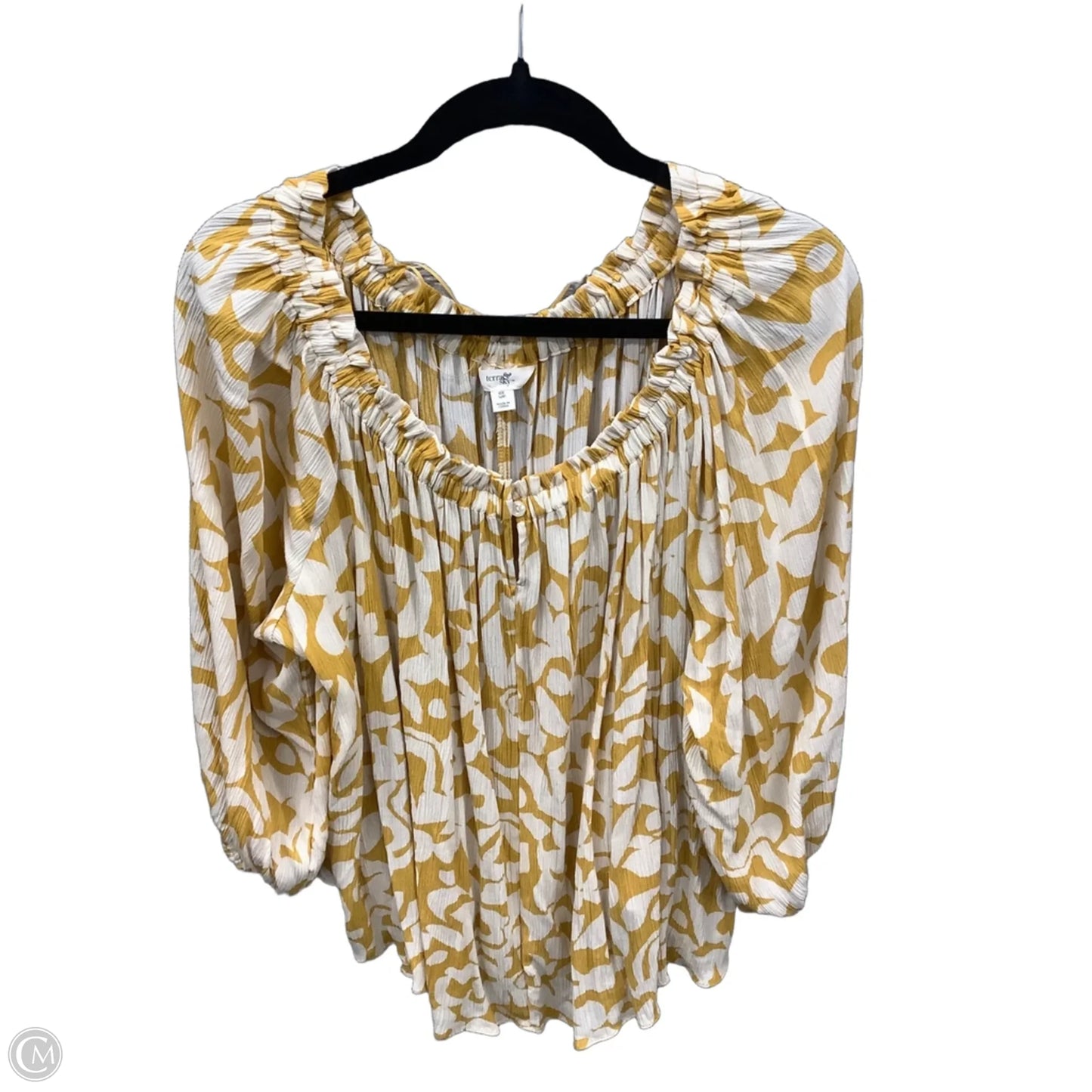 Blouse Long Sleeve By Terra & Sky In Yellow, Size: Xl