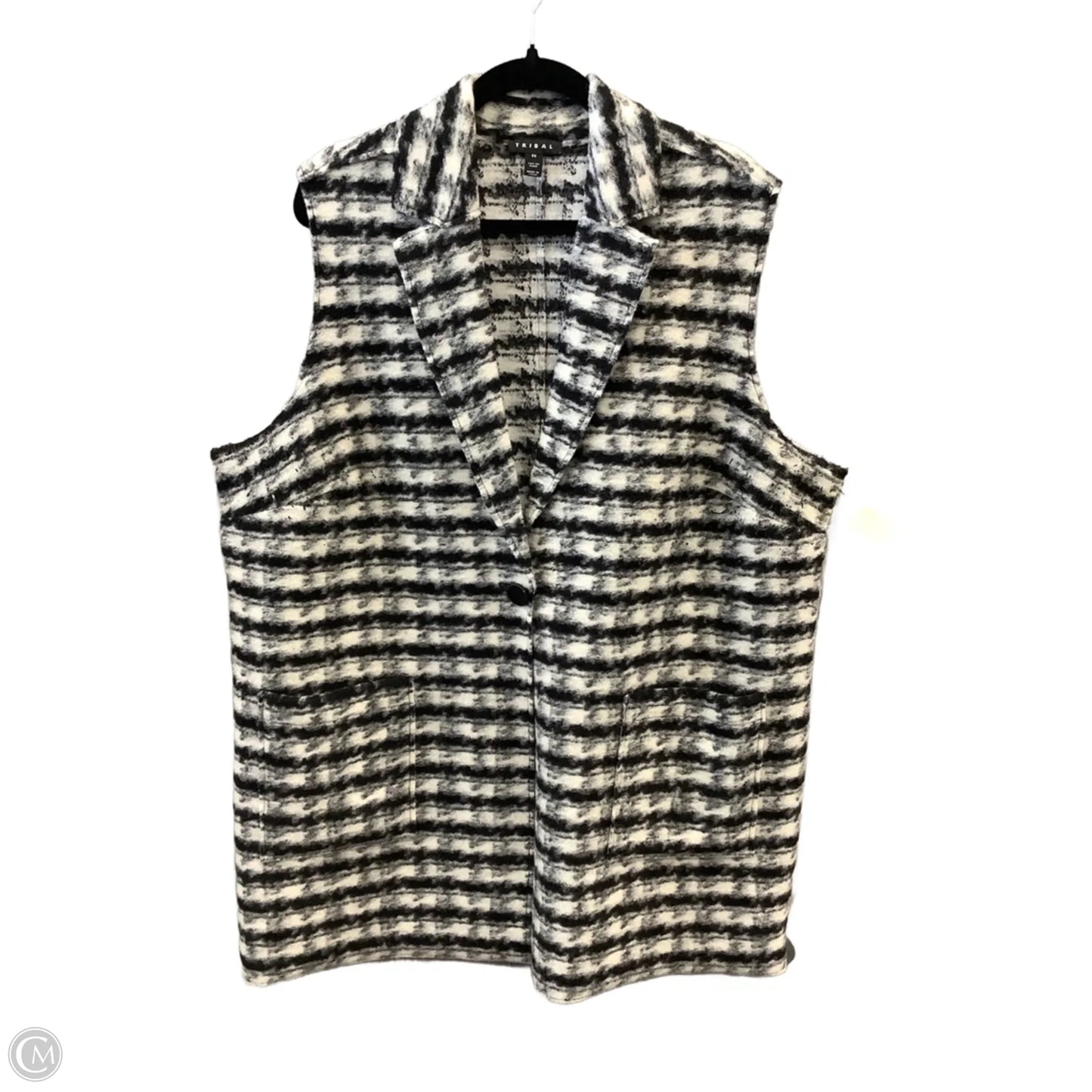 Vest Fleece By Tribal In Black & White, Size: 2x