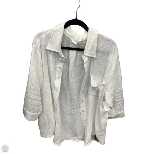 Top Long Sleeve By Cynthia Rowley In White, Size: 1x