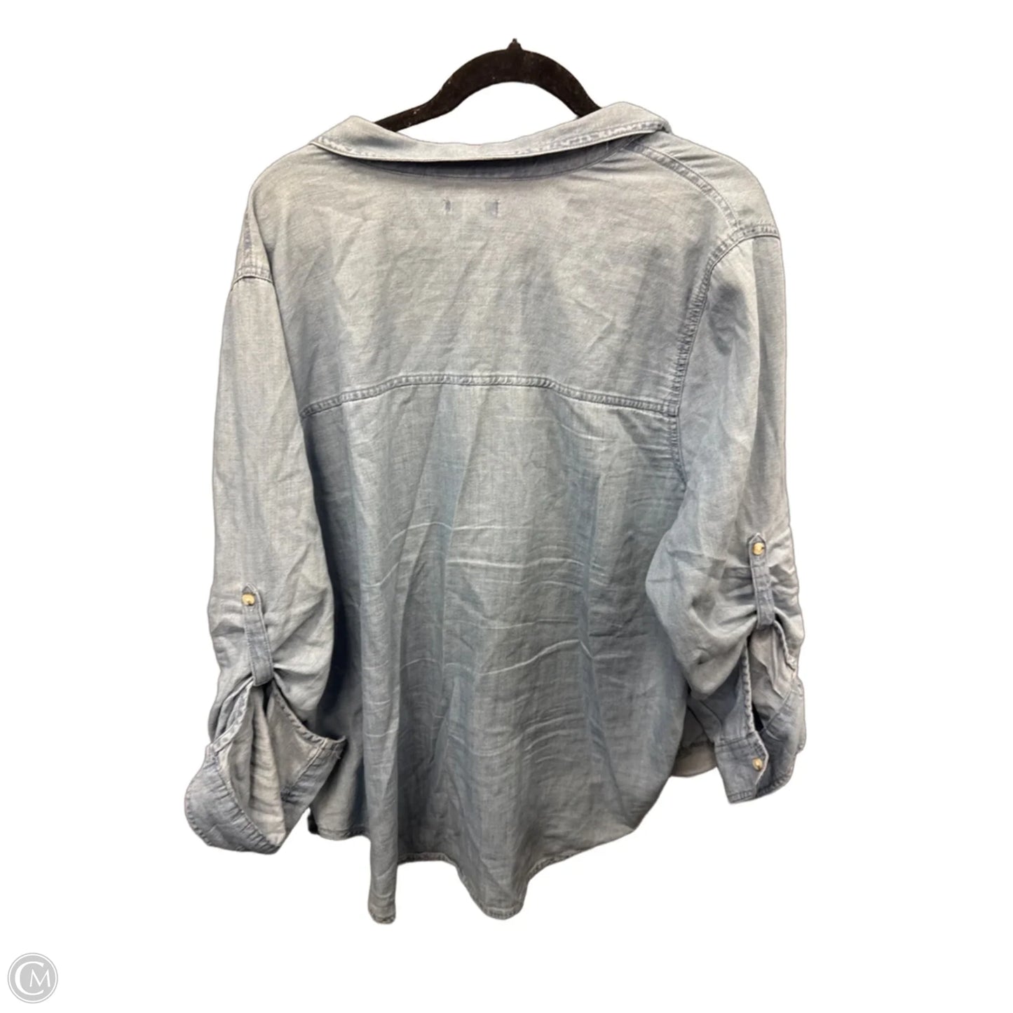 Top 3/4 Sleeve By Falls Creek In Blue Denim, Size: 2x