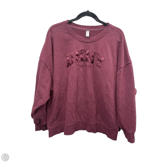 Sweatshirt Crewneck By Dkny In Maroon, Size: 2x