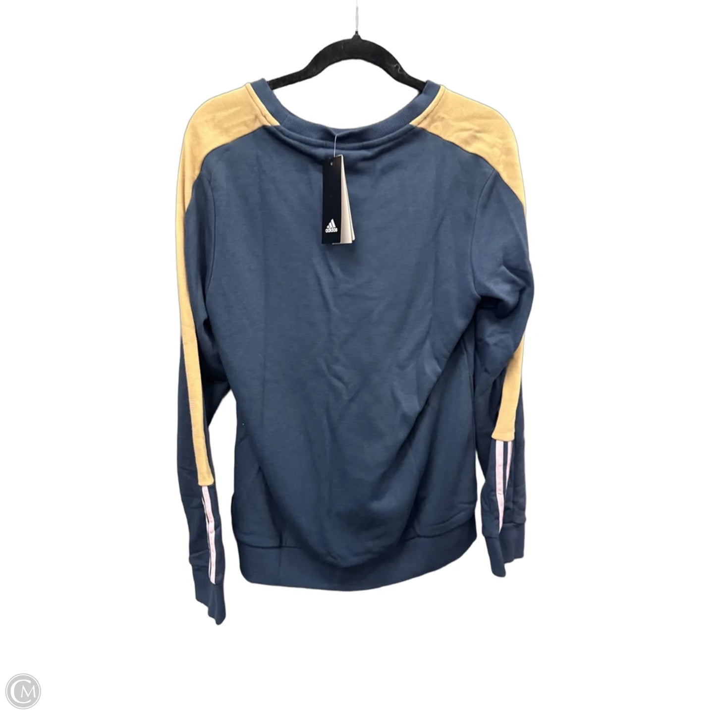 Athletic Sweatshirt Crewneck By Adidas In Blue & Cream, Size: L