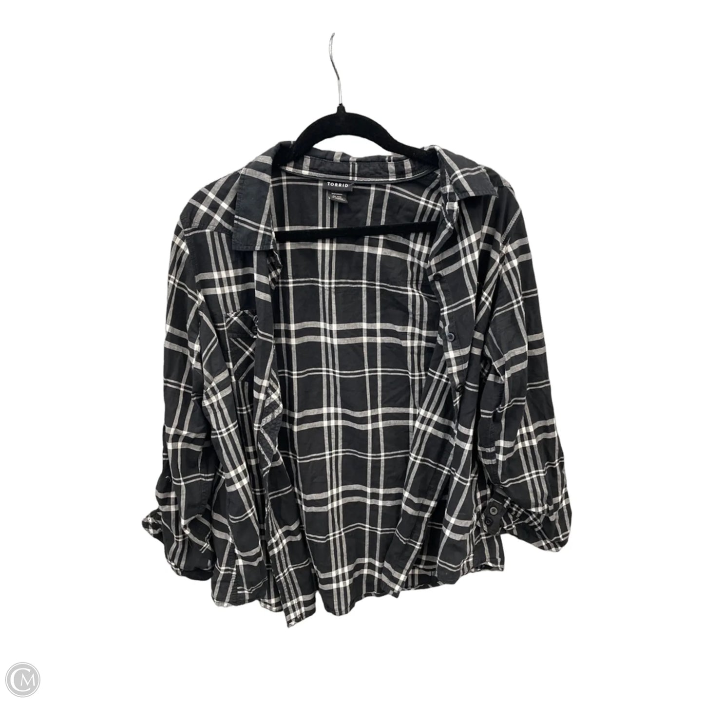 Top Long Sleeve By Torrid In Plaid Pattern, Size: 1x
