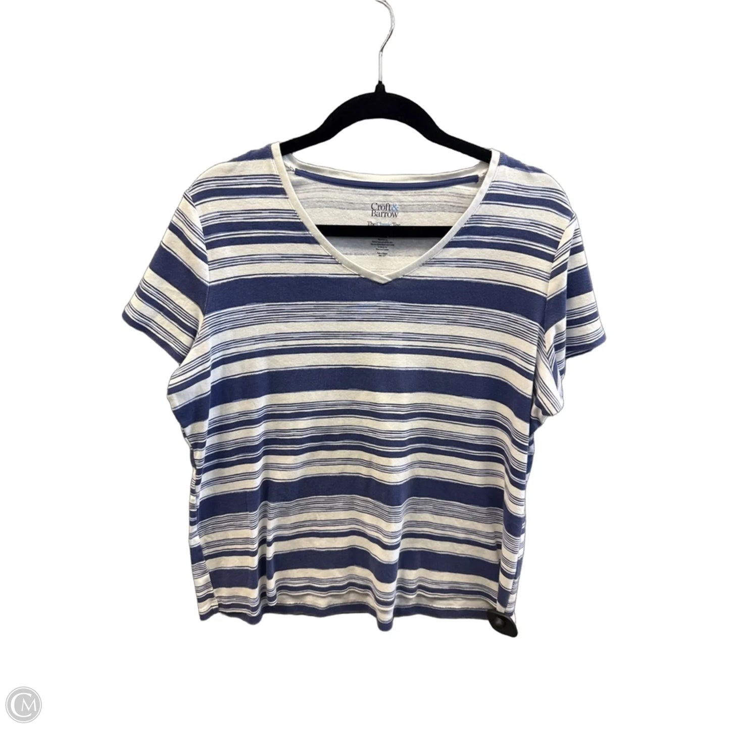 Top Short Sleeve By Croft And Barrow In Striped Pattern, Size: Xxl