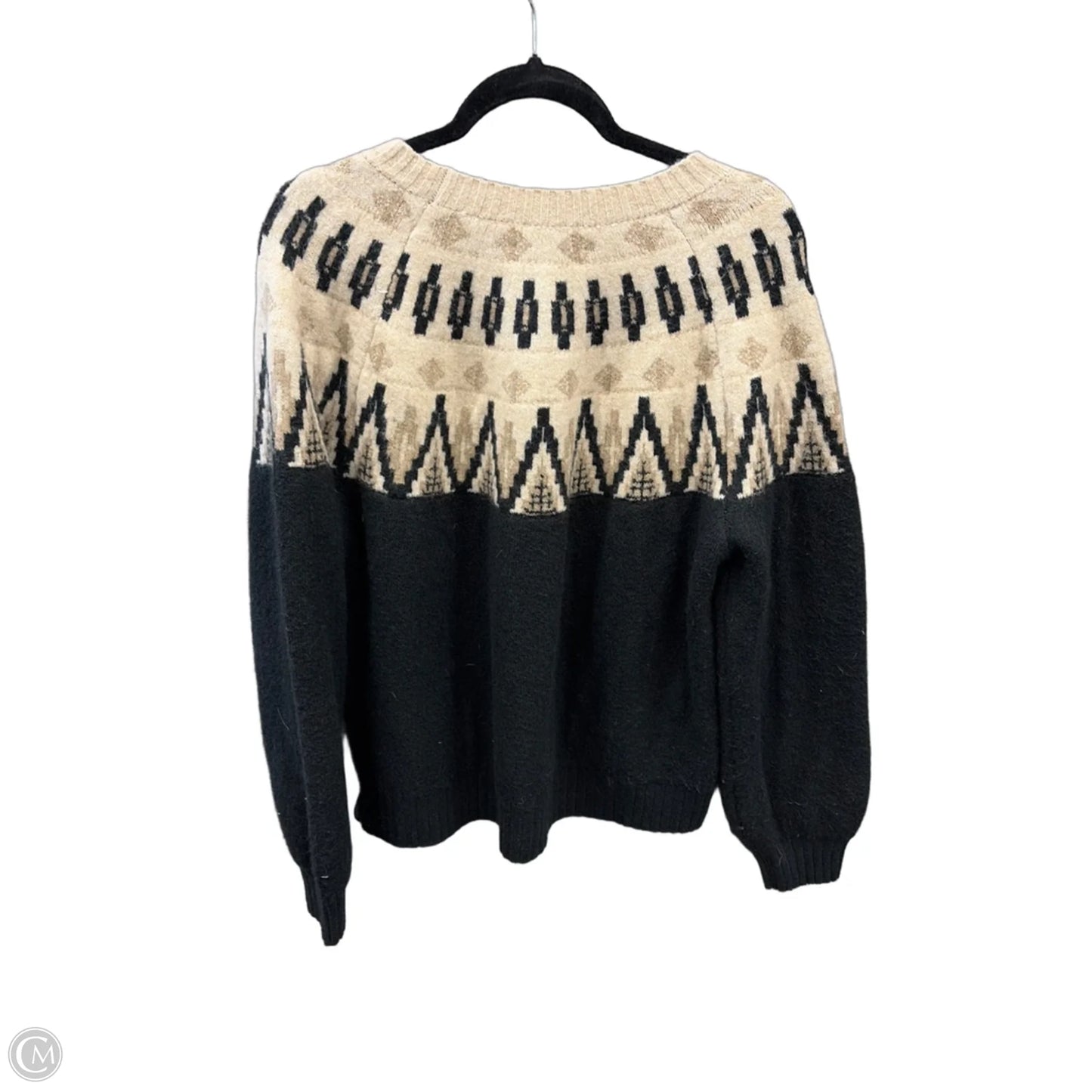 Sweater By Lucky Brand In Black & Tan, Size: L