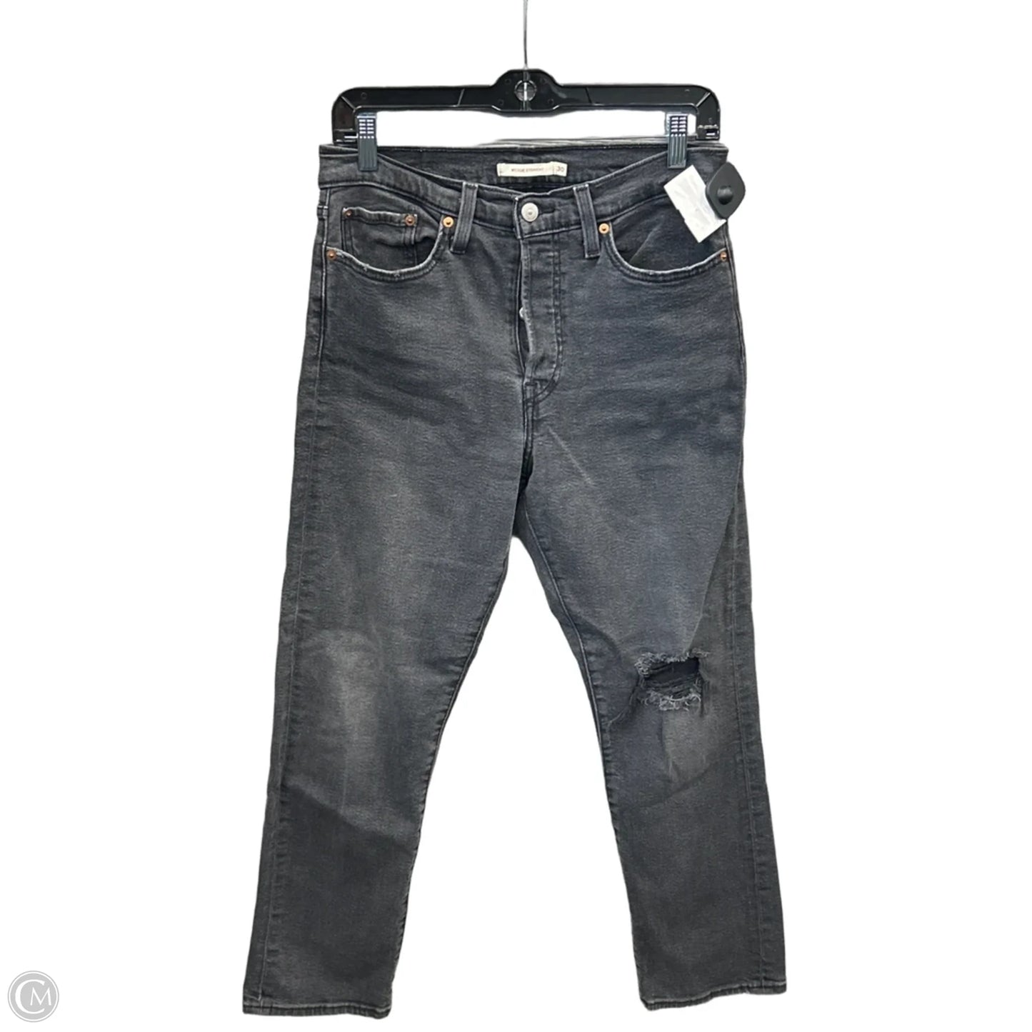 Jeans Straight By Levis In Black Denim, Size: 10