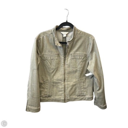 Jacket Shirt By Christopher And Banks In Green, Size: L