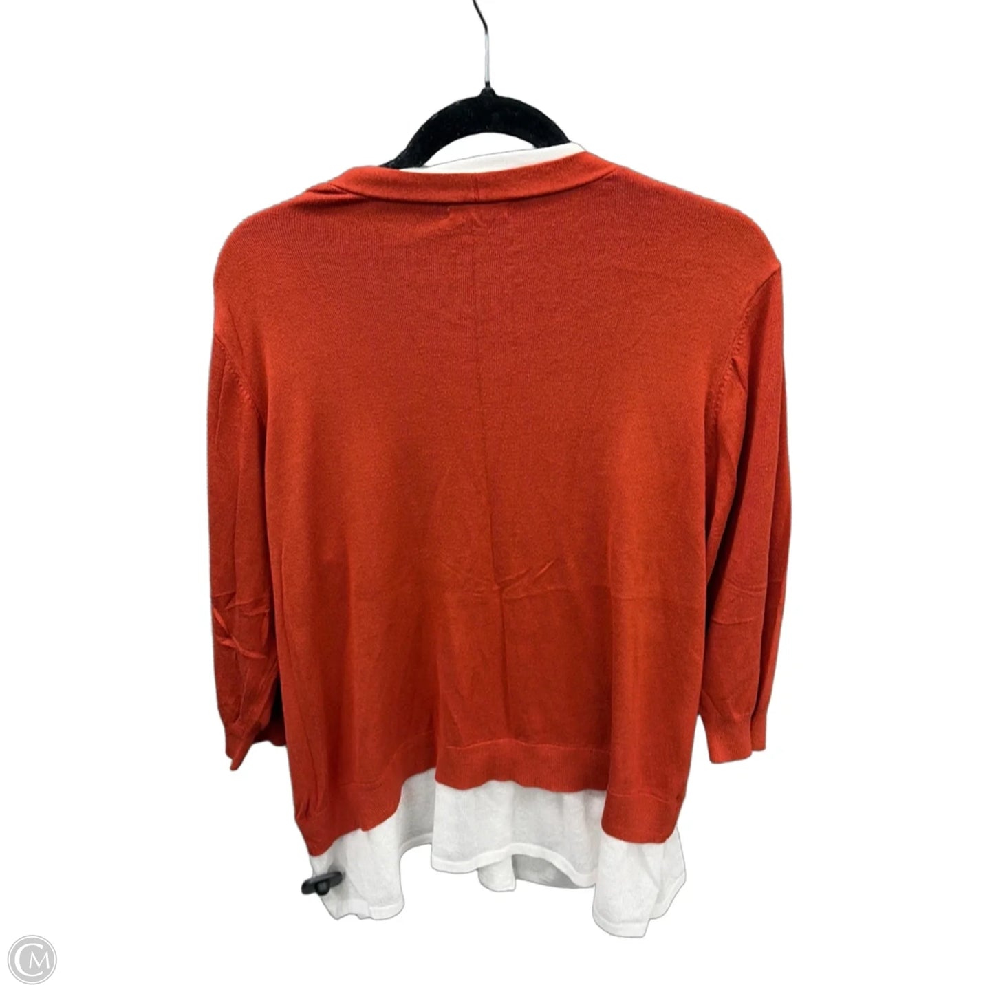Cardigan By Cato In Orange & White, Size: 1x