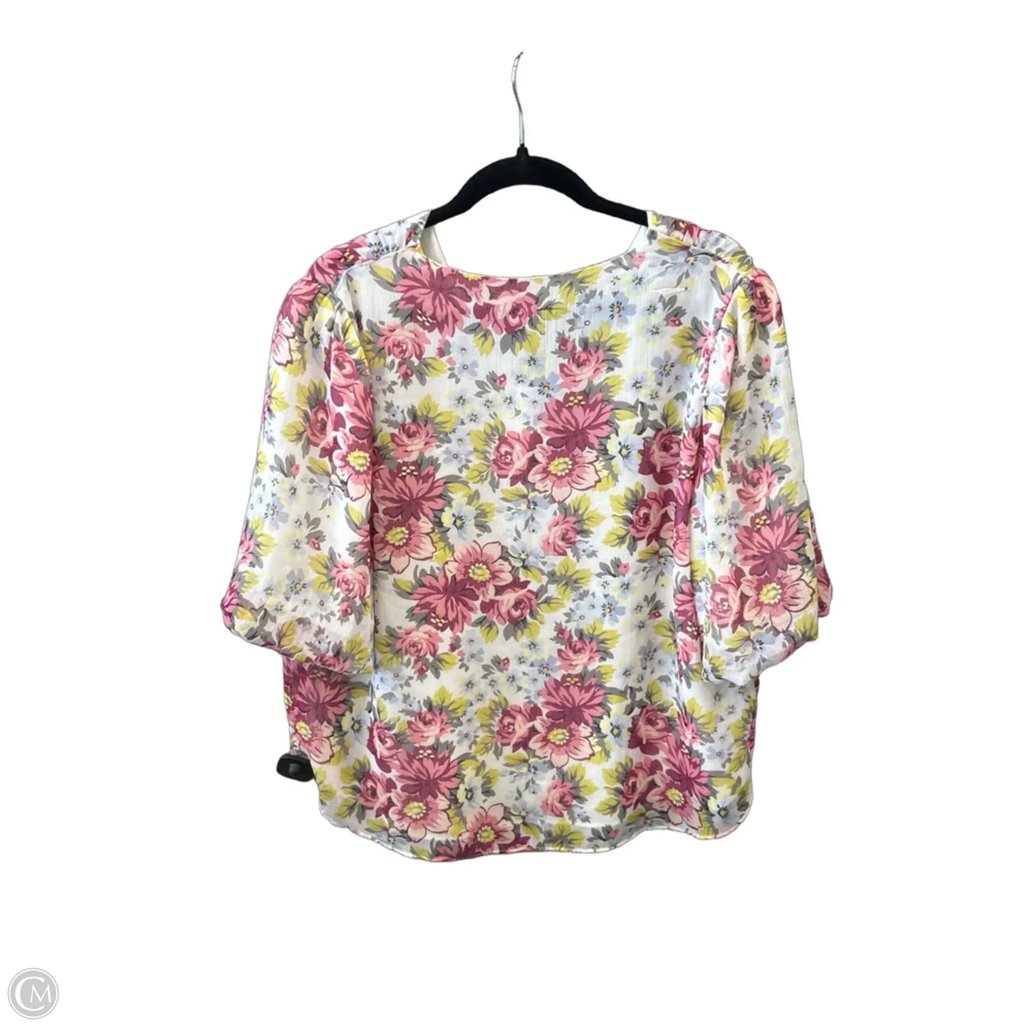 Blouse 3/4 Sleeve By Cato In Floral Print, Size: Xl