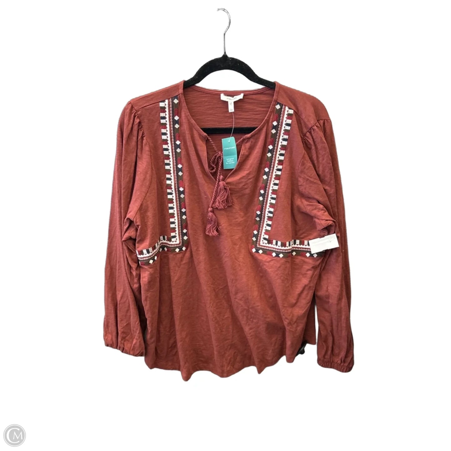 Top Long Sleeve By Maurices In Red, Size: Xxl