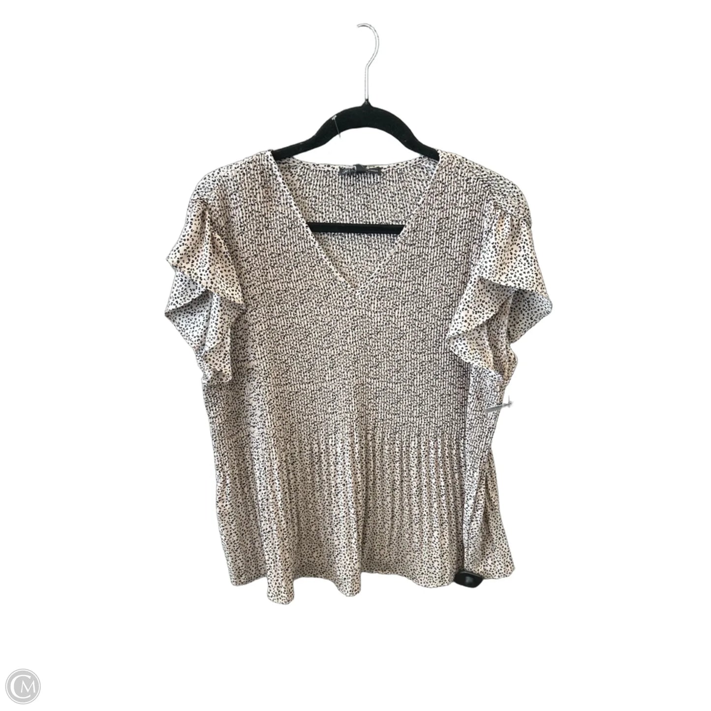 Blouse Short Sleeve By Adrianna Papell In Plaid Pattern, Size: L