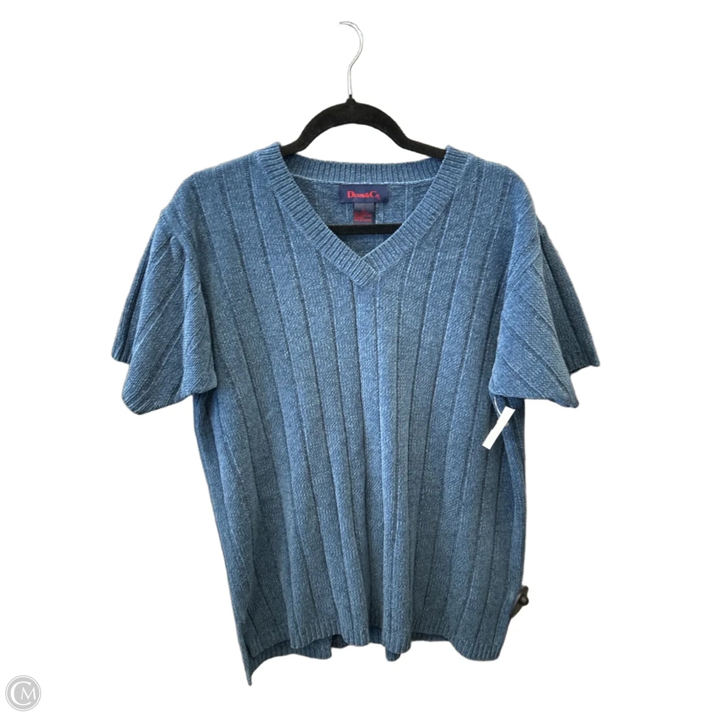 Sweater Short Sleeve By Denim And Company In Blue, Size: L