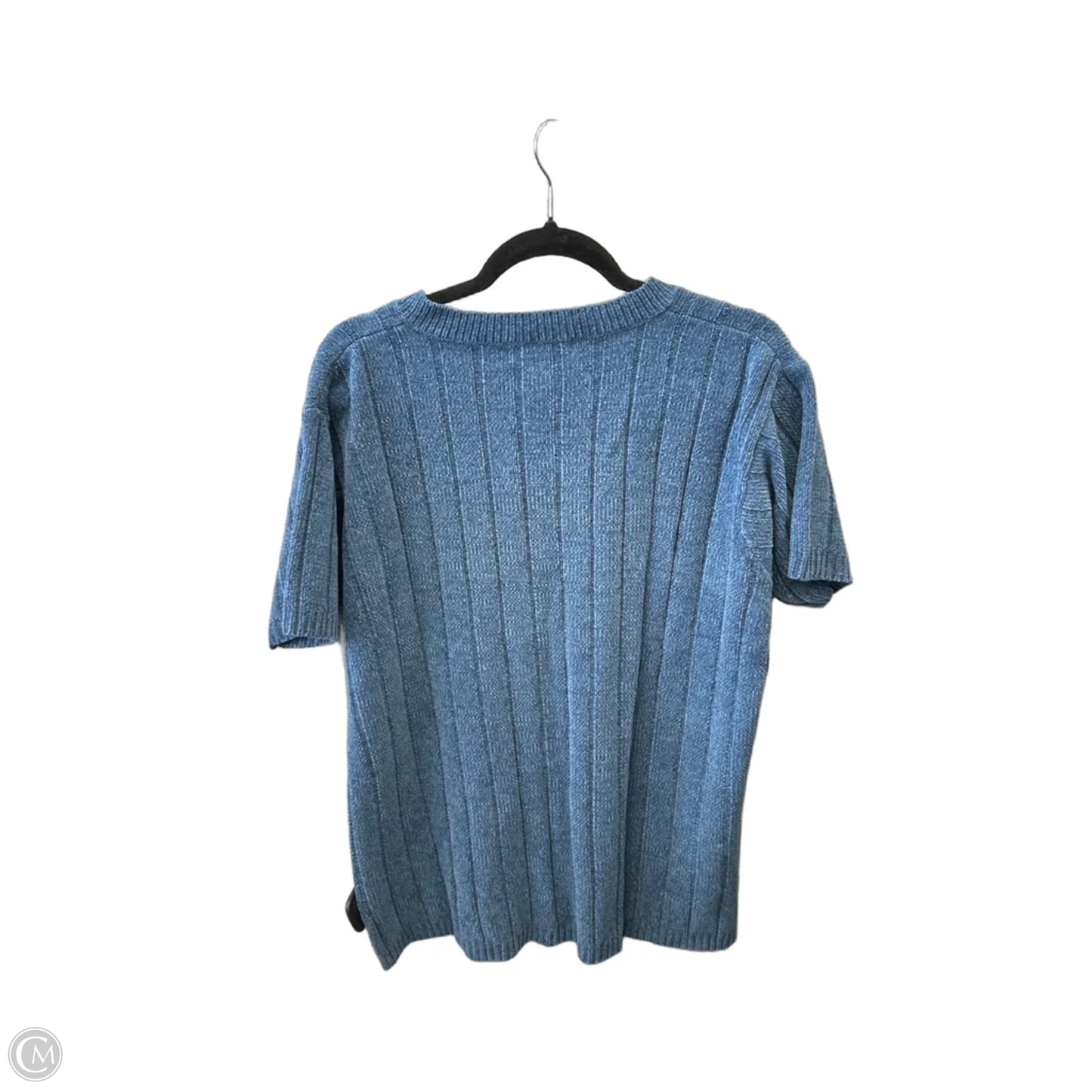 Sweater Short Sleeve By Denim And Company In Blue, Size: L