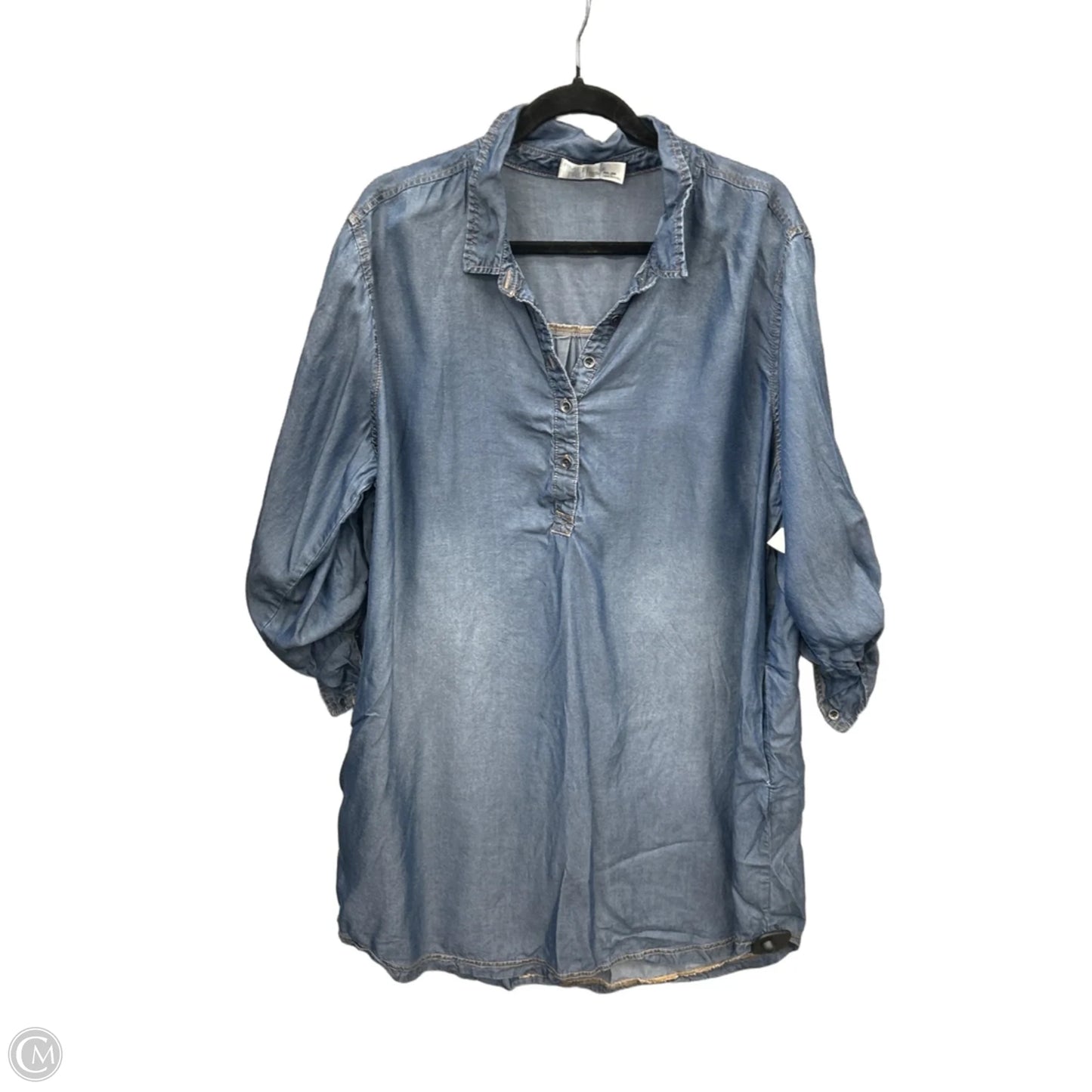 Dress Casual Midi By Time And Tru In Blue Denim, Size: Xxl
