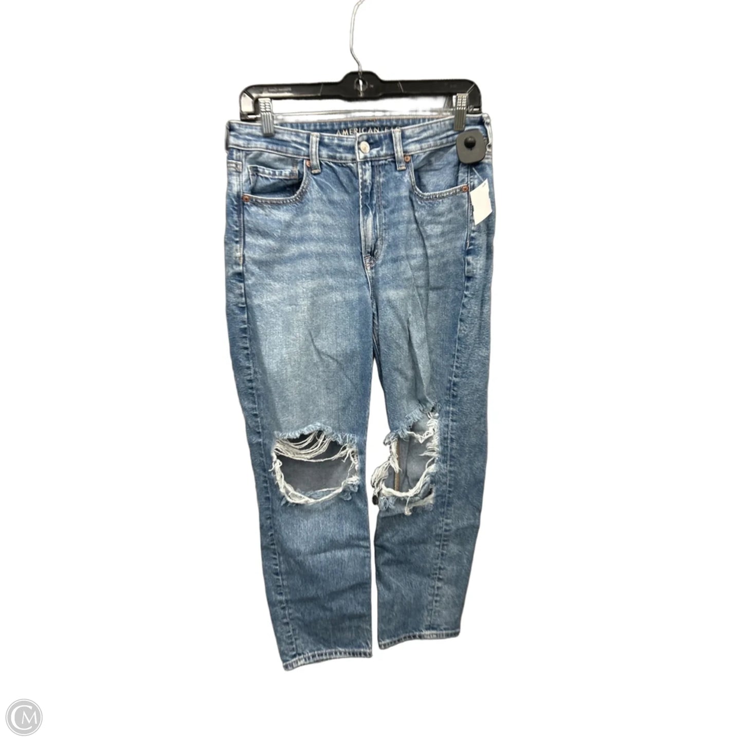 Jeans Straight By American Eagle In Blue Denim, Size: 8