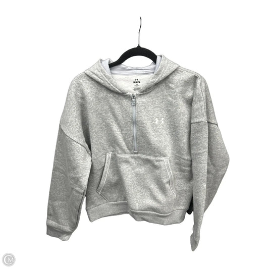 Athletic Top Long Sleeve Hoodie By Under Armour In Grey, Size: M