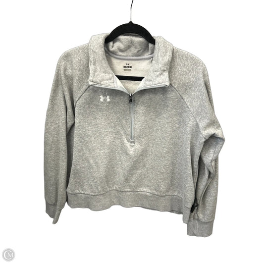 Athletic Top Long Sleeve Collar By Under Armour In Grey, Size: M