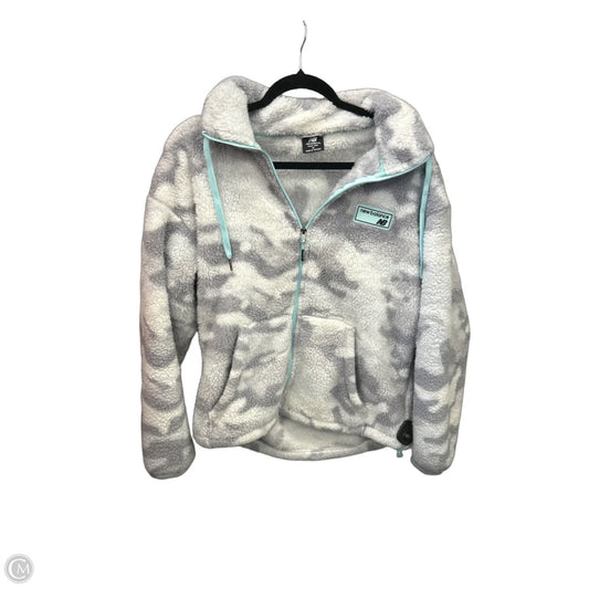 Jacket Faux Fur & Sherpa By New Balance In Grey & White, Size: M