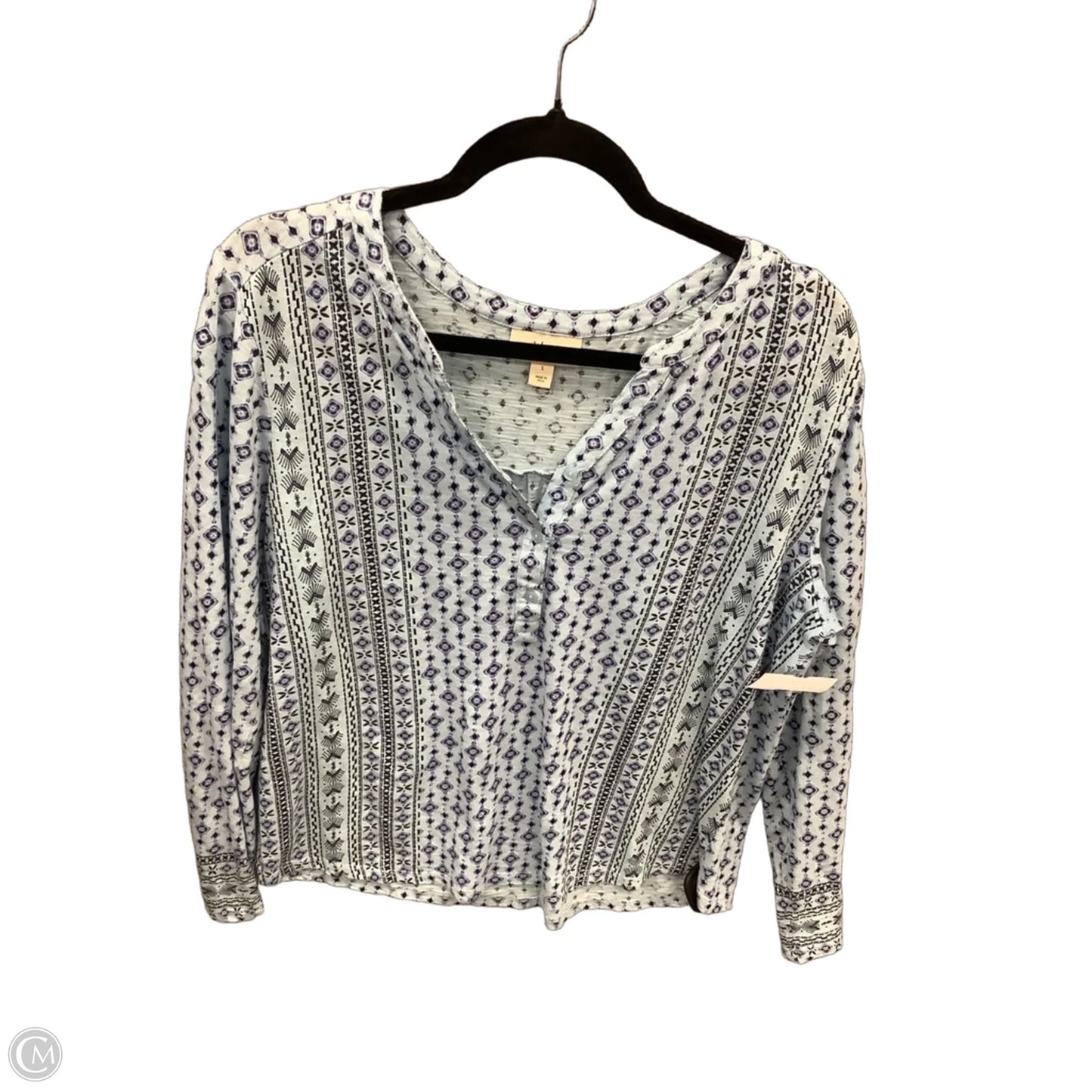 Tunic Long Sleeve By Style And Company In Blue, Size: L