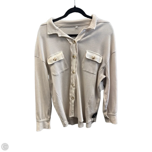 Jacket Shirt By Clothes Mentor In Tan, Size: M
