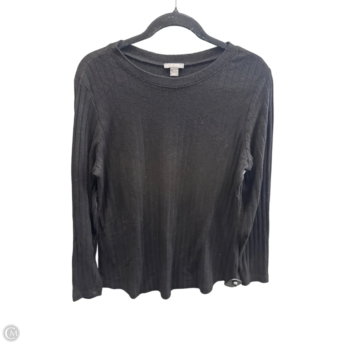 Top Long Sleeve By Falls Creek In Black, Size: 1x