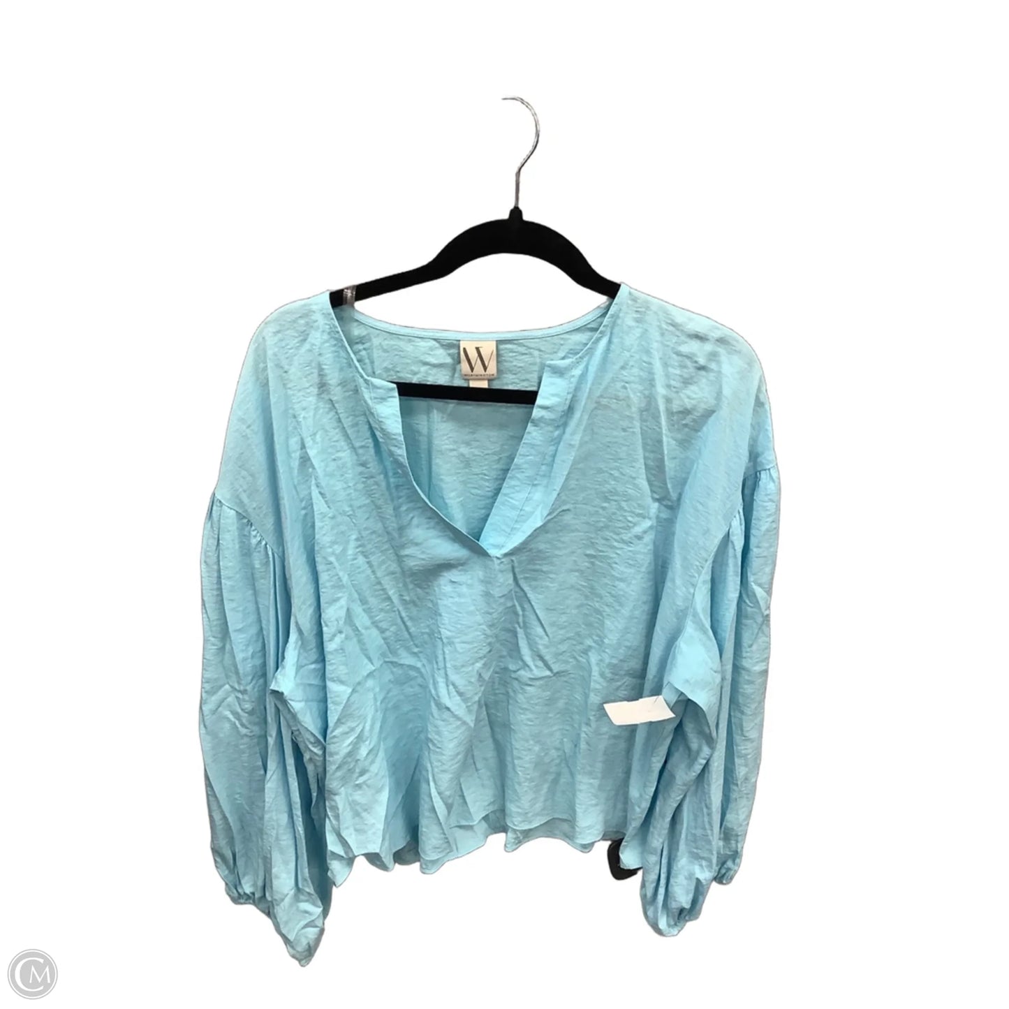 Blouse Long Sleeve By Worthington In Blue, Size: Xxl