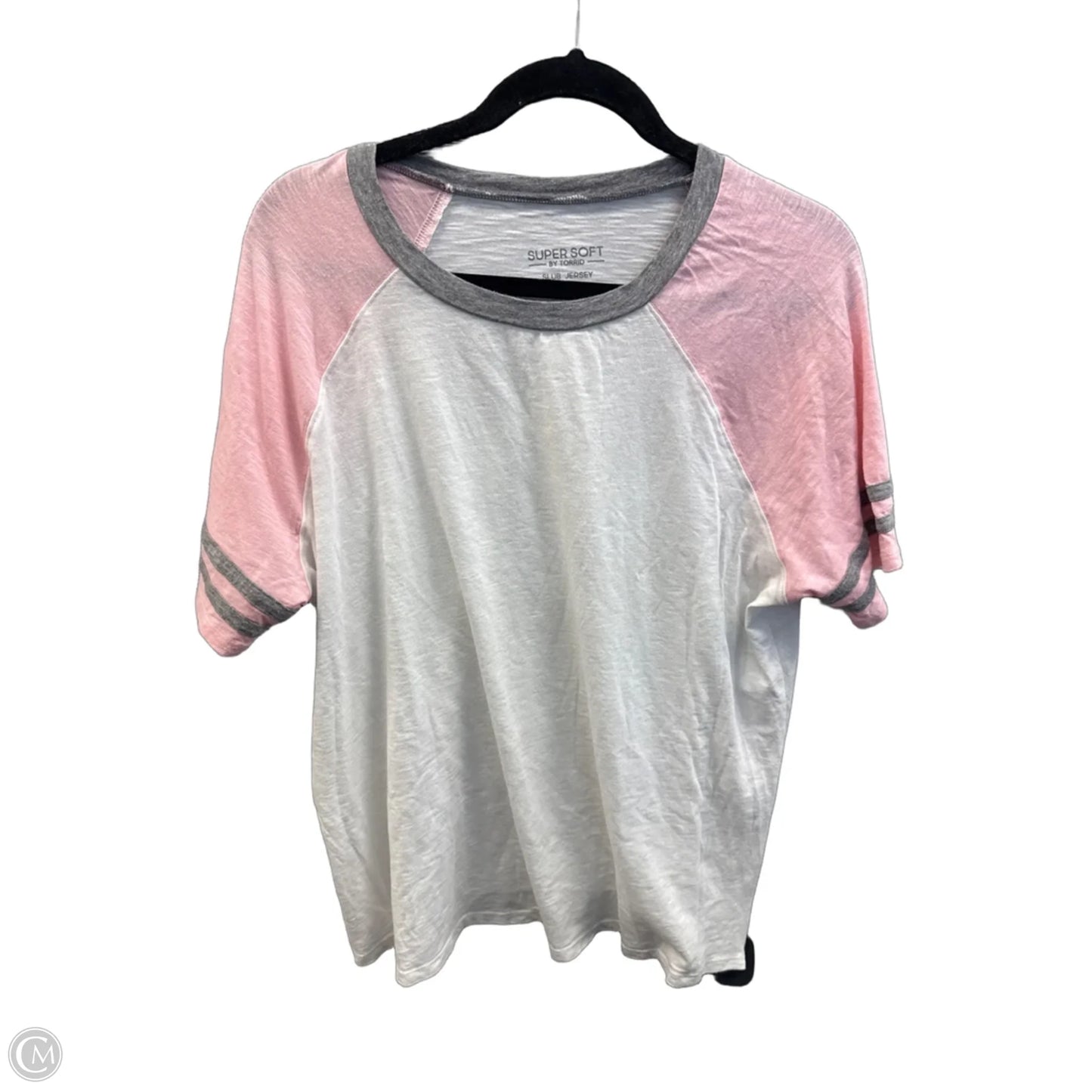 Top Short Sleeve By Torrid In Pink & White, Size: 2x