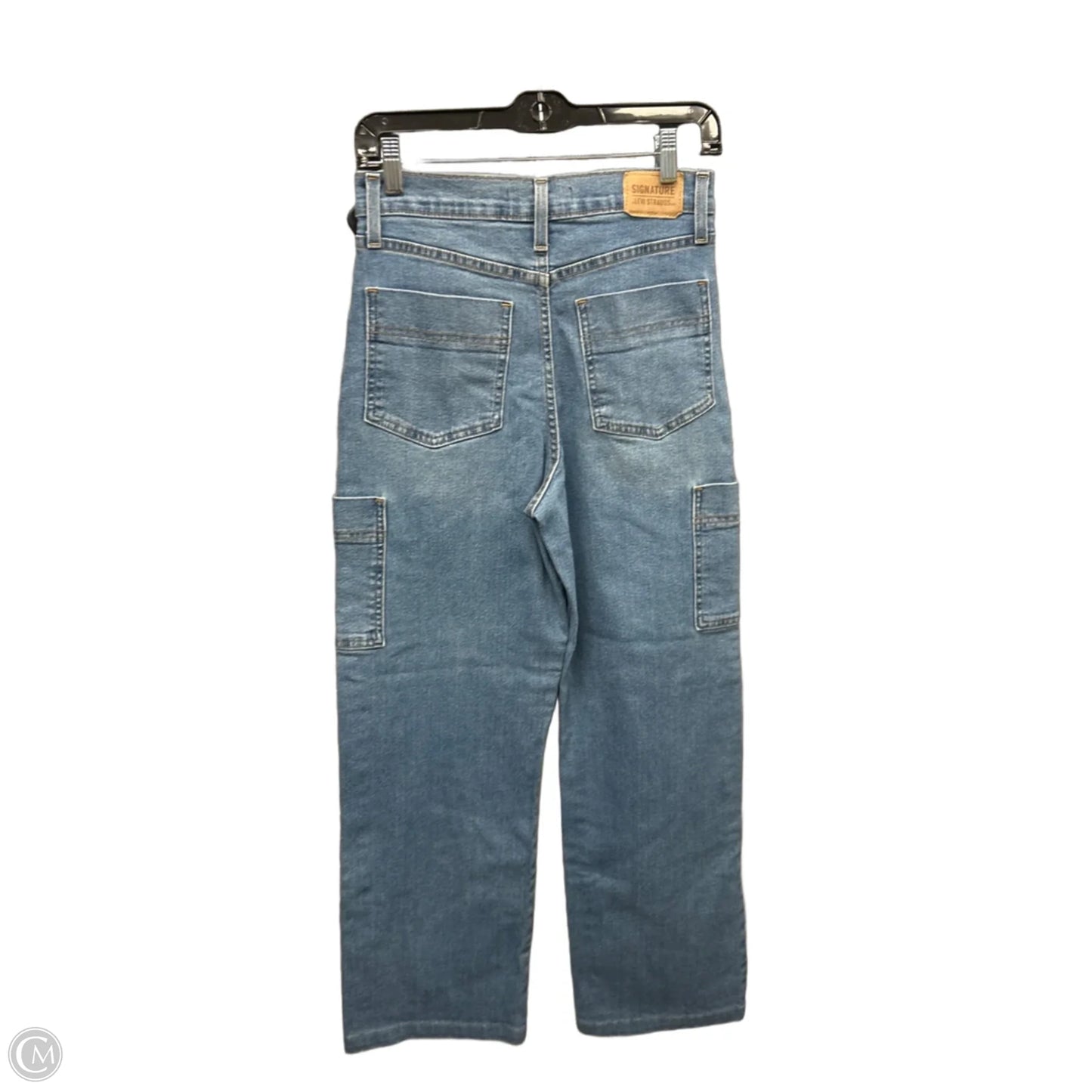 Jeans Straight By Levis Signature In Blue Denim, Size: 2