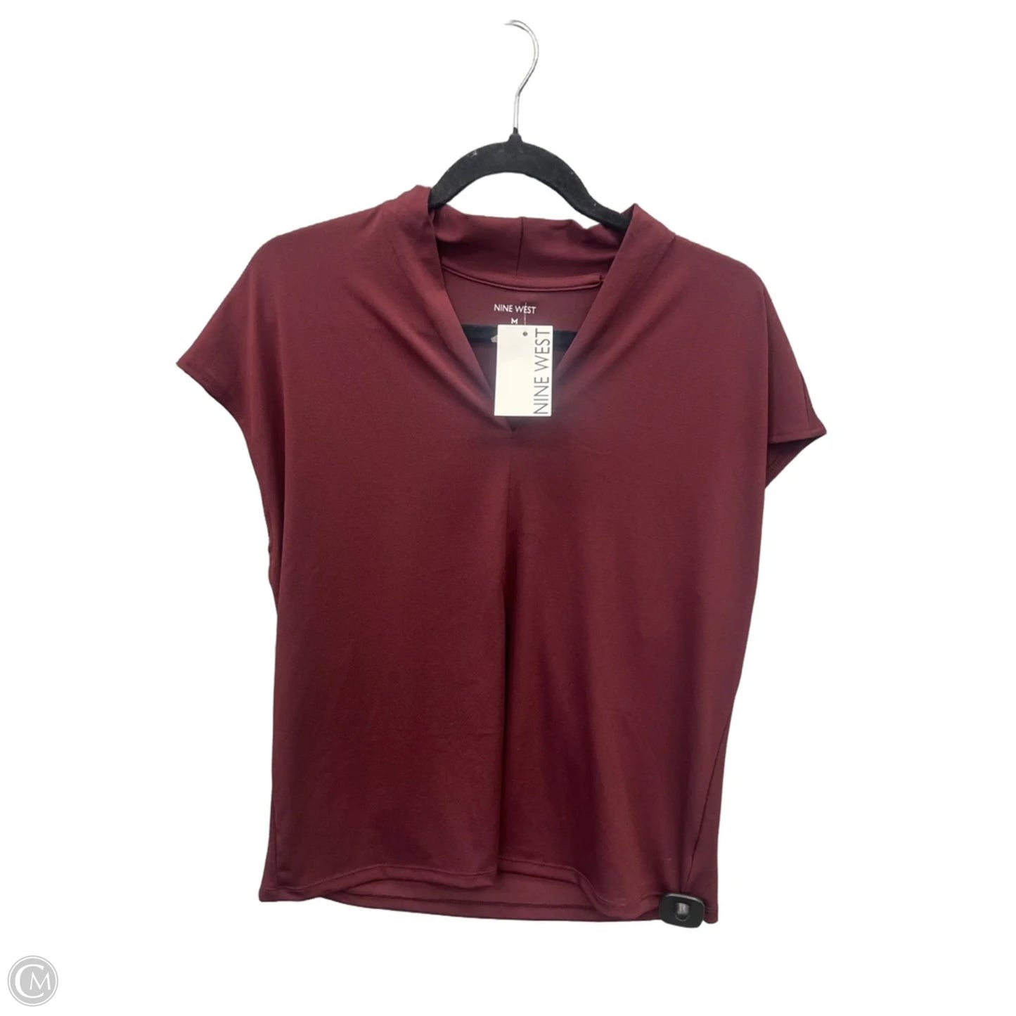Blouse Short Sleeve By Nine West In Maroon, Size: M