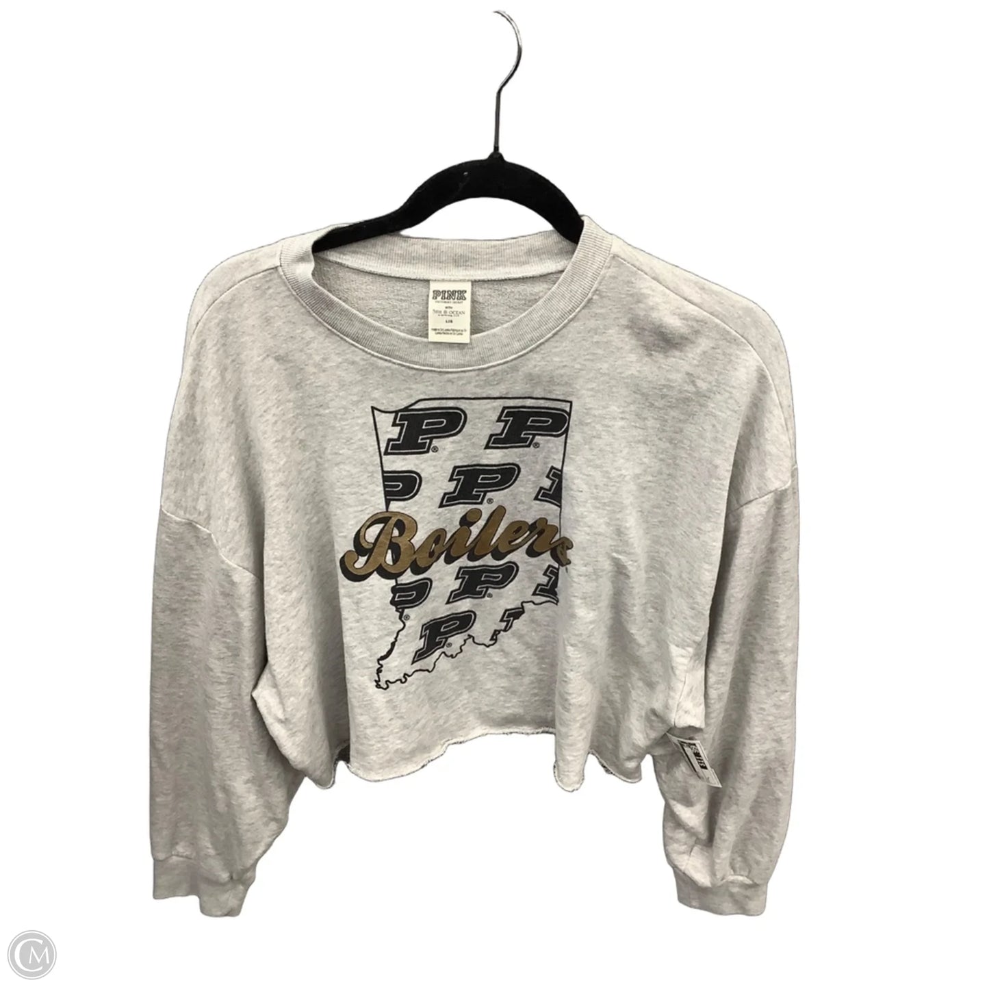 Top Long Sleeve By Pink In Grey, Size: L
