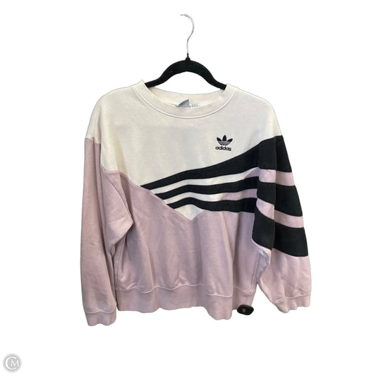 Sweatshirt Crewneck By Adidas In Cream & Purple, Size: S