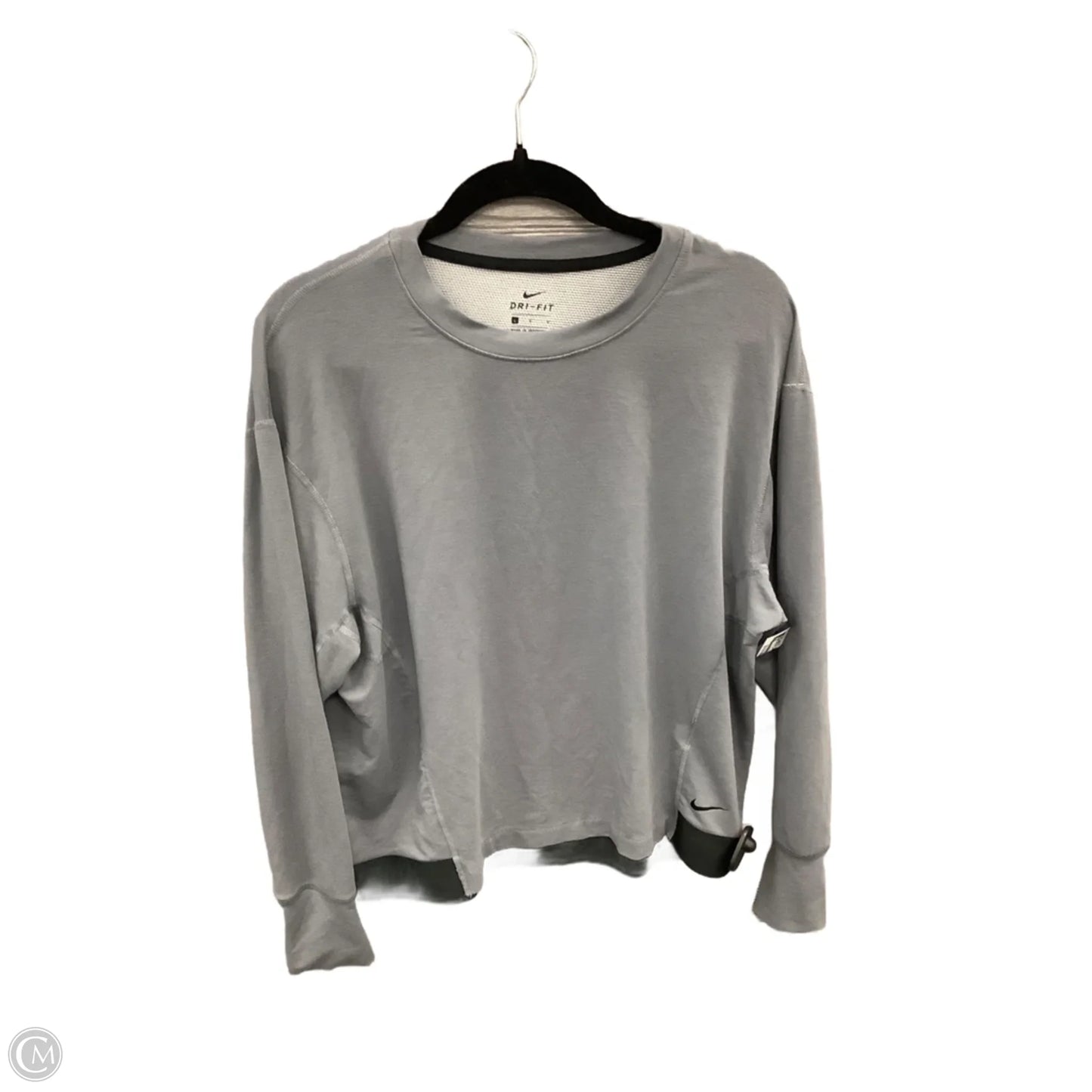 Athletic Top Long Sleeve Crewneck By Nike In Grey, Size: L