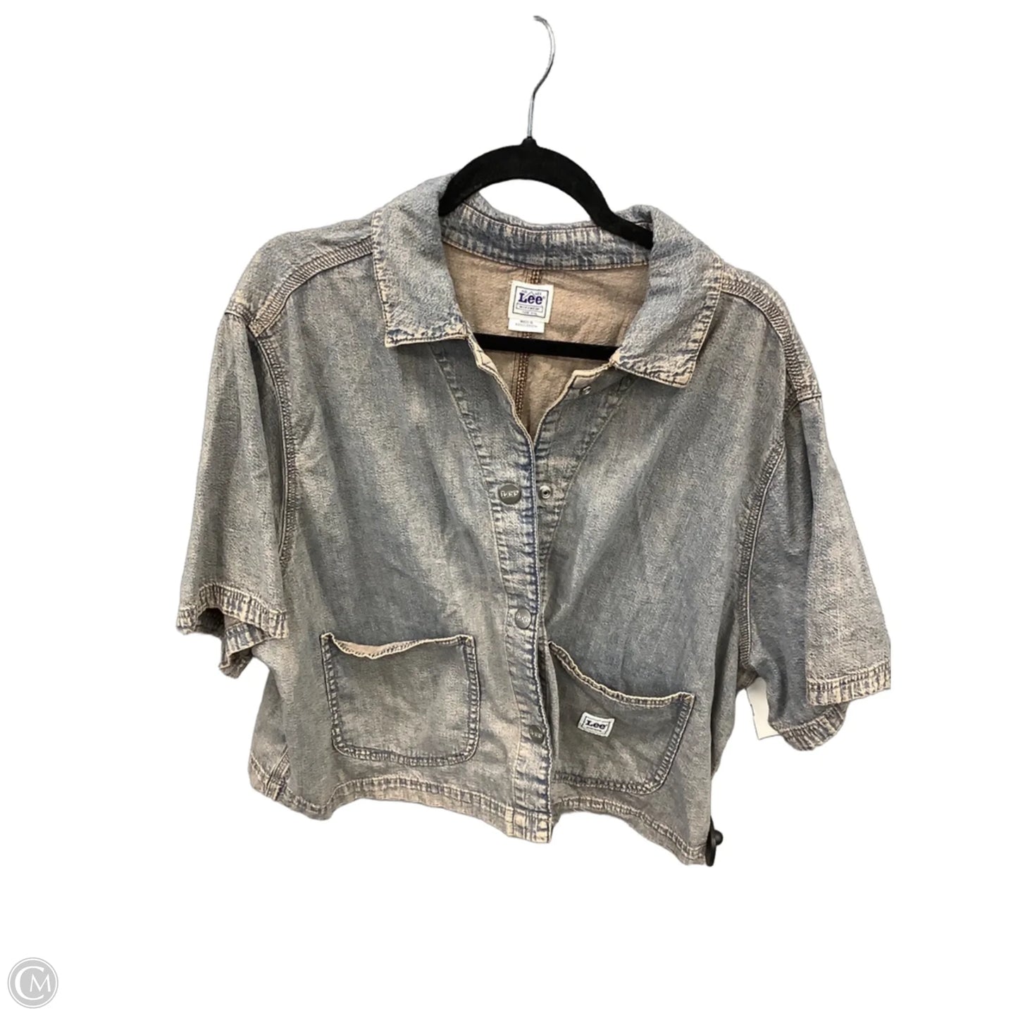 Top Short Sleeve By Lee In Blue Denim, Size: Xxl