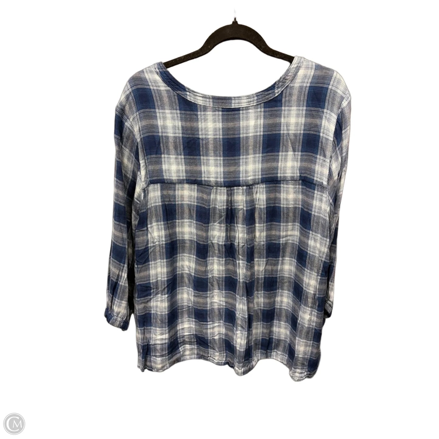 Top 3/4 Sleeve By Wrangler In Blue, Size: Xxl