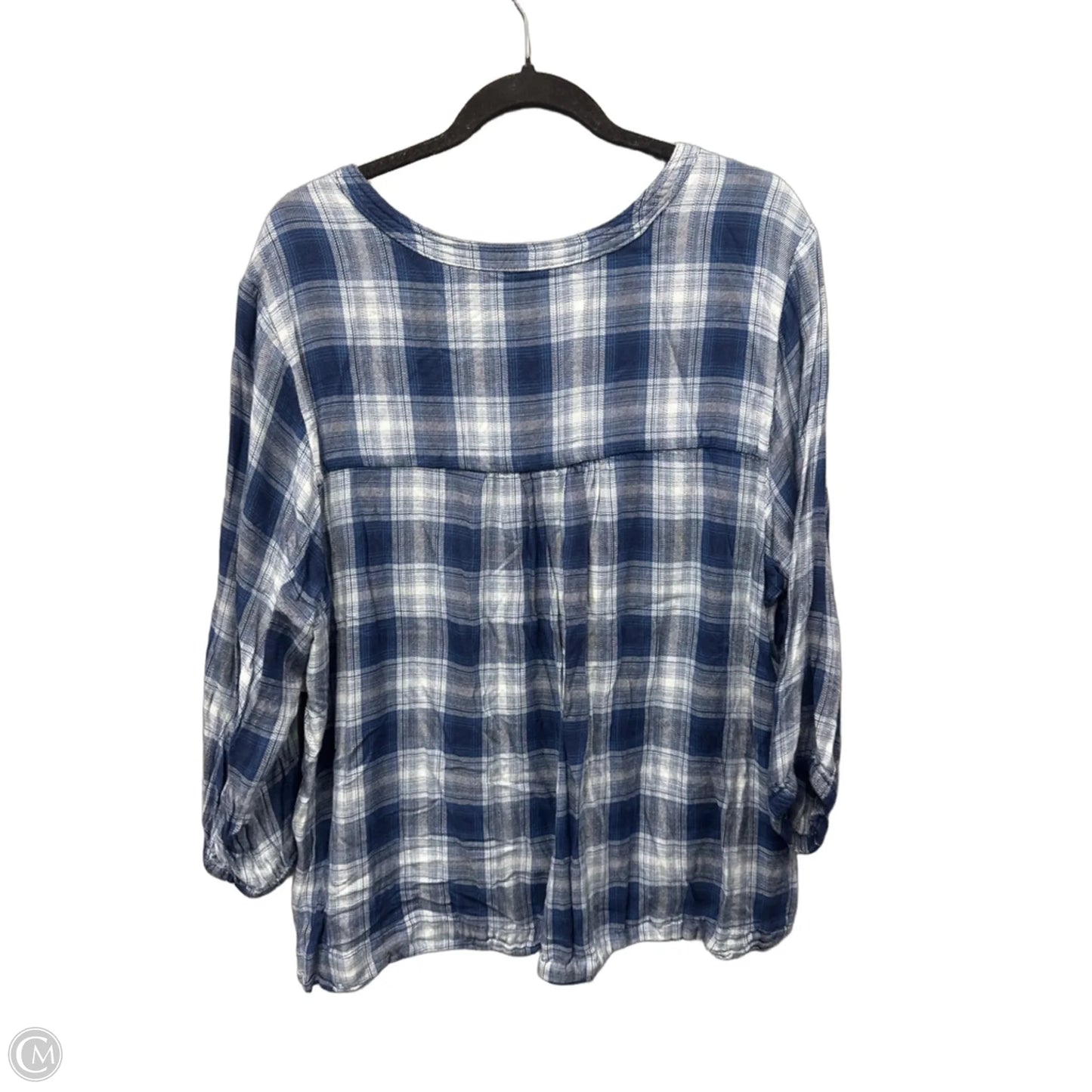 Top 3/4 Sleeve By Wrangler In Blue, Size: Xxl
