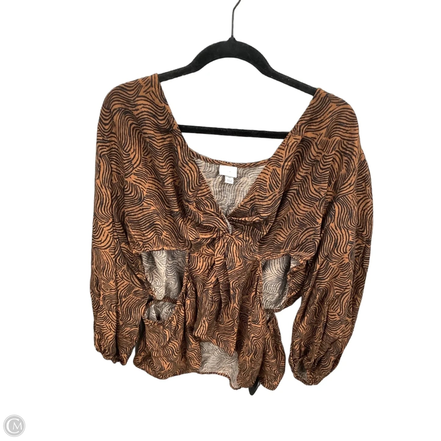 Top Long Sleeve By A New Day In Brown, Size: 2x