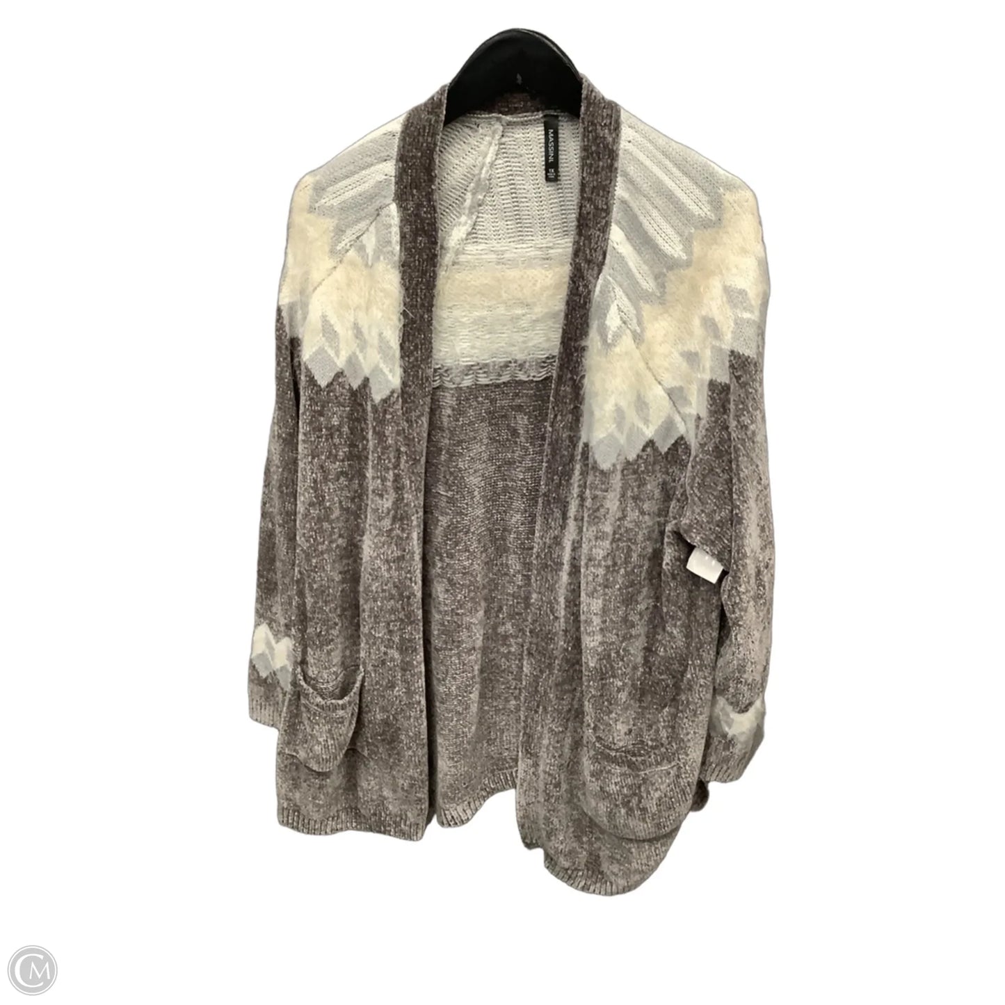 Cardigan By Massini In Grey & White, Size: 1x