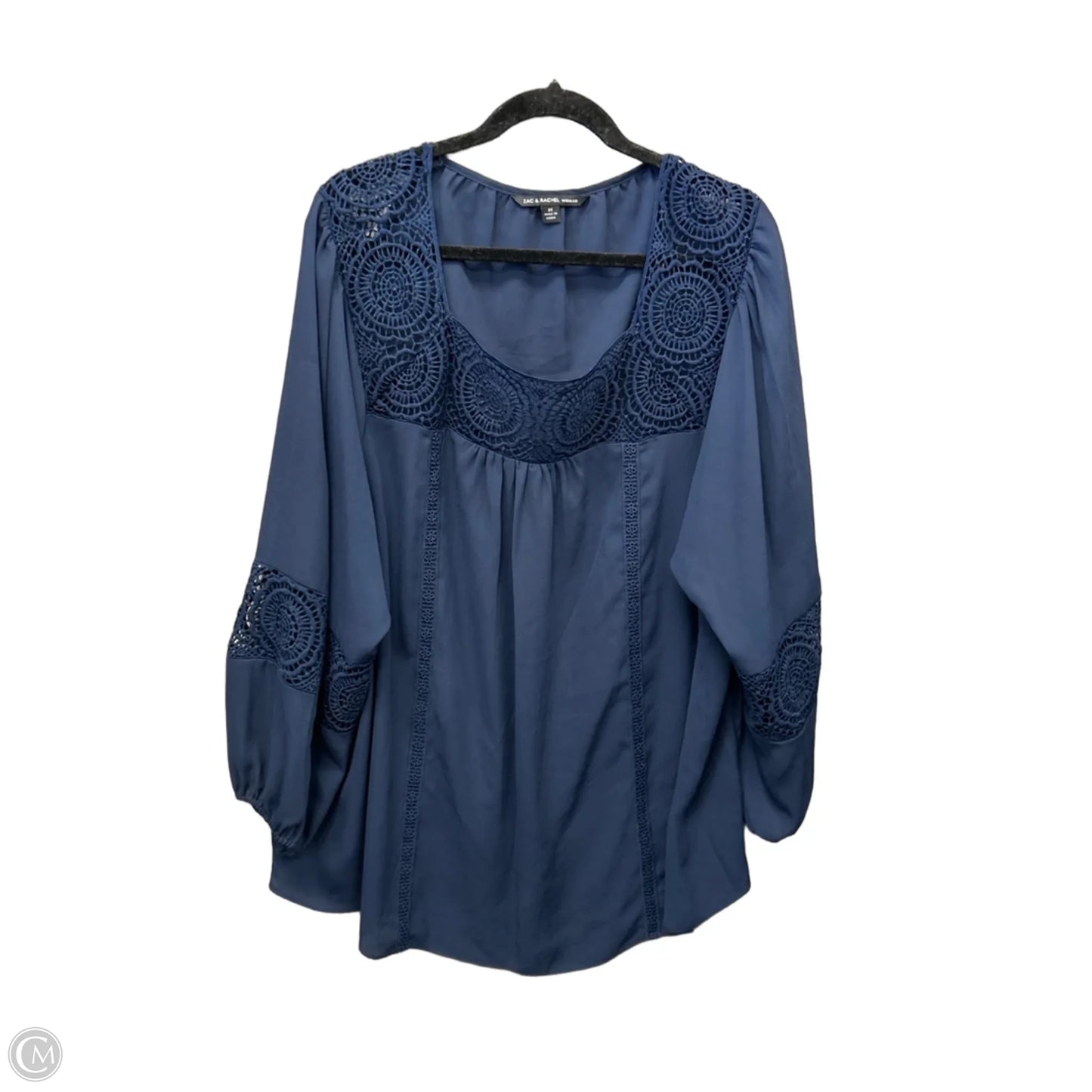 Blouse Long Sleeve By Zac And Rachel In Navy, Size: 3x