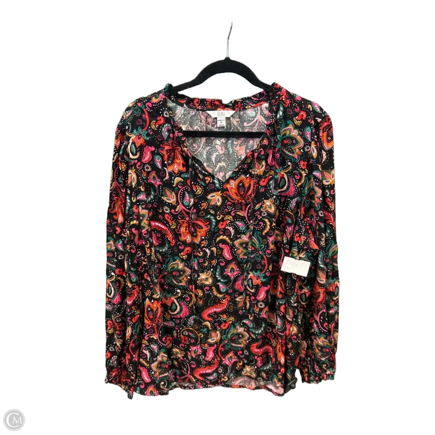 Top Long Sleeve By Croft And Barrow In Black, Size: 1x