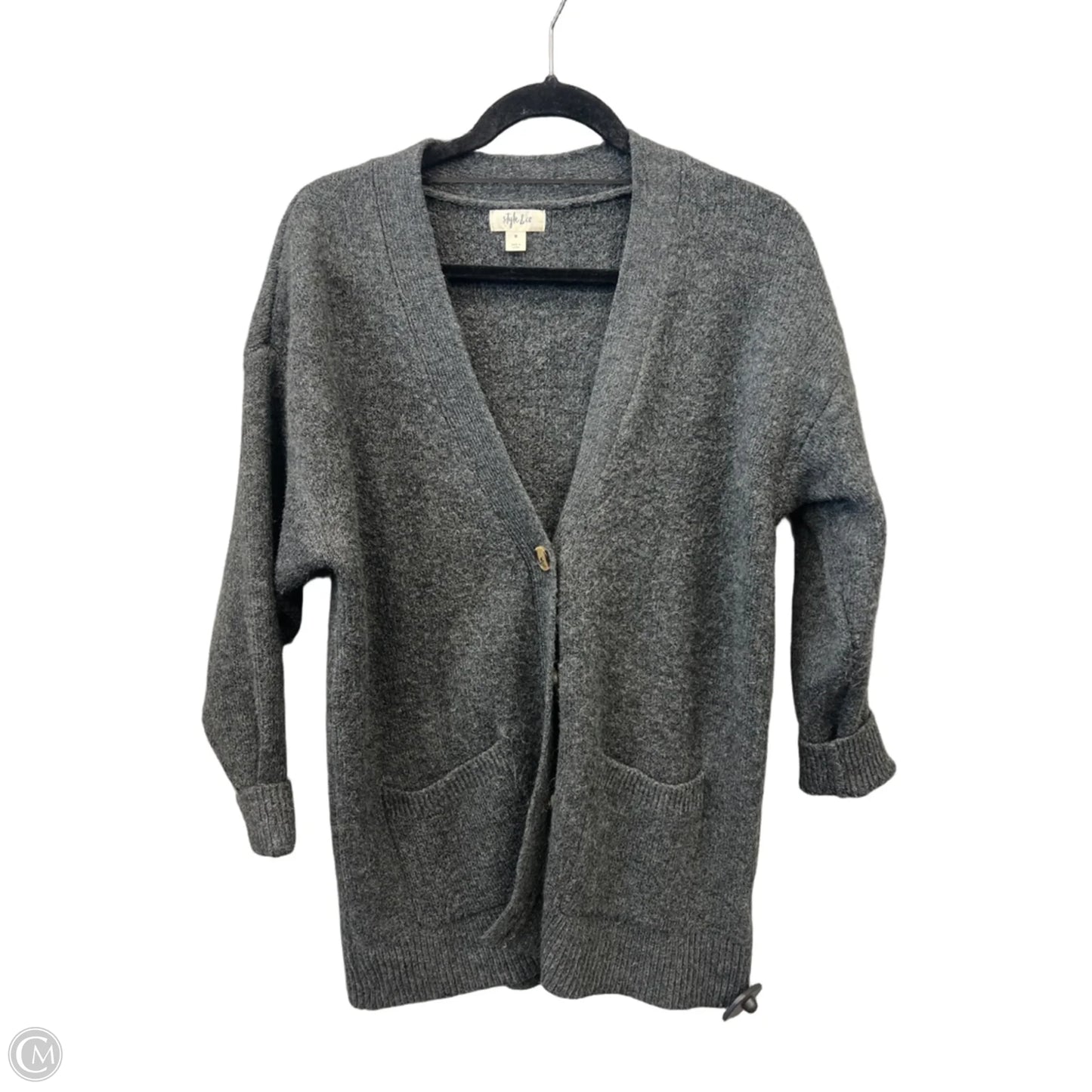 Sweater Cardigan By Style And Company In Grey, Size: M