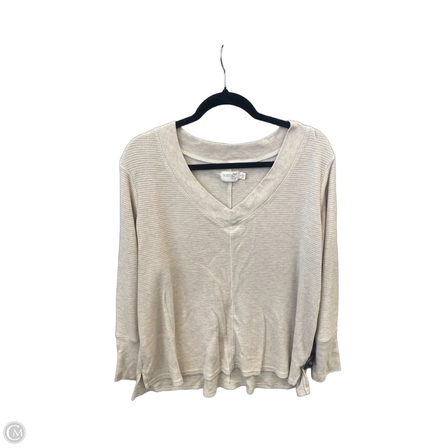 Top Long Sleeve By Terra & Sky In Tan, Size: 1x