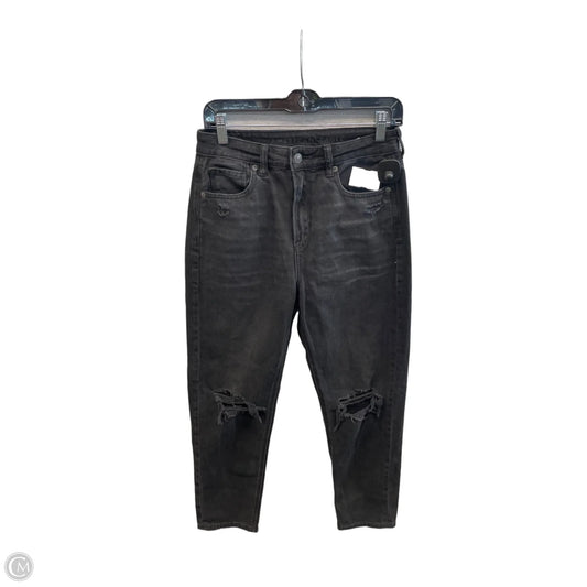 Jeans Straight By American Eagle In Black Denim, Size: 4