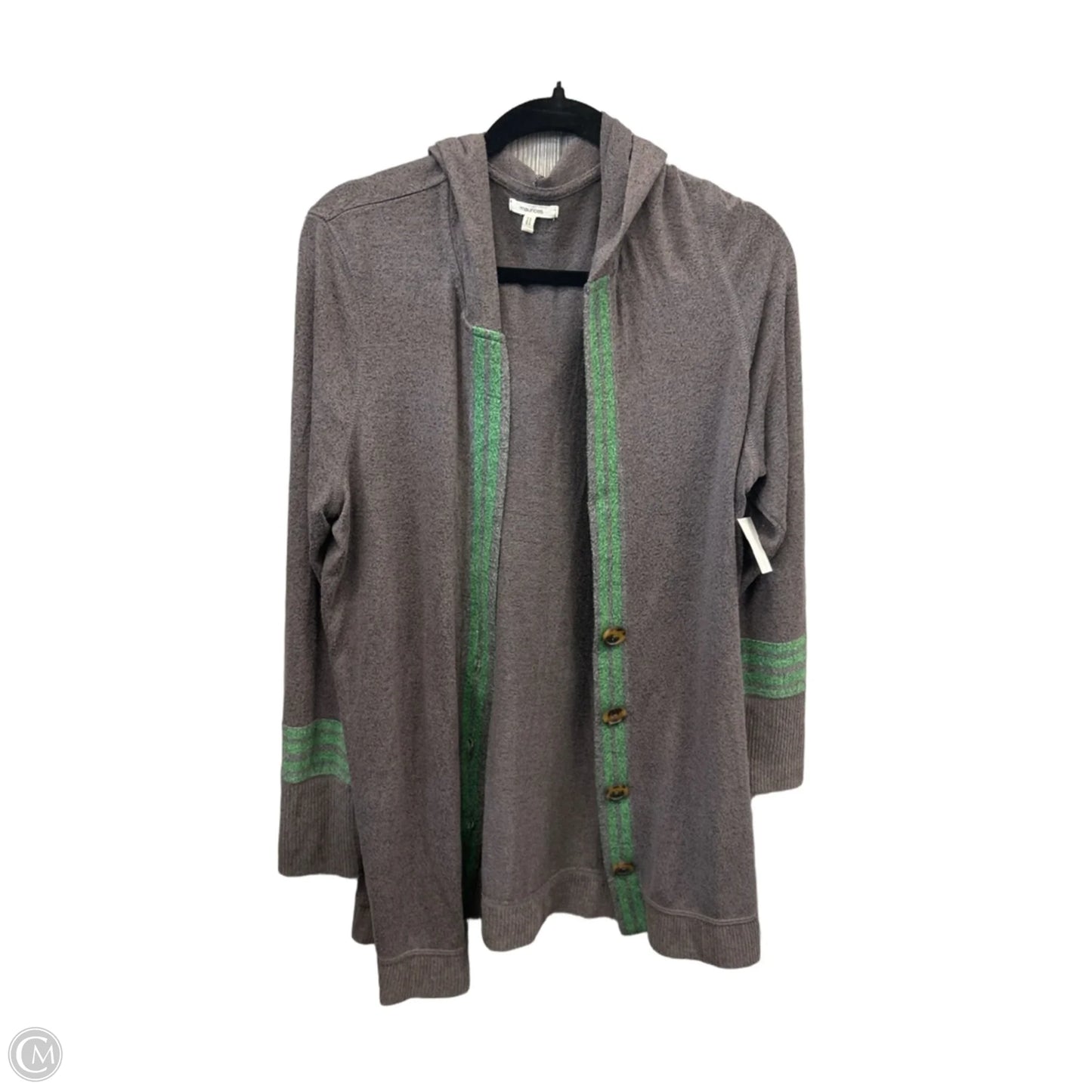 Sweater Cardigan By Maurices In Green & Grey, Size: M