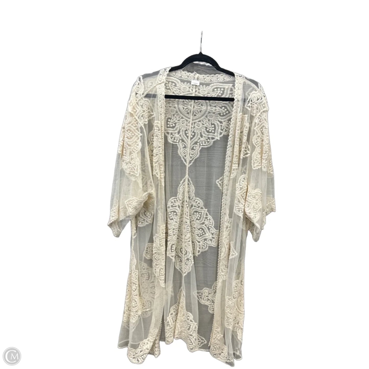 Kimono By Clothes Mentor In Cream, Size: Osfm
