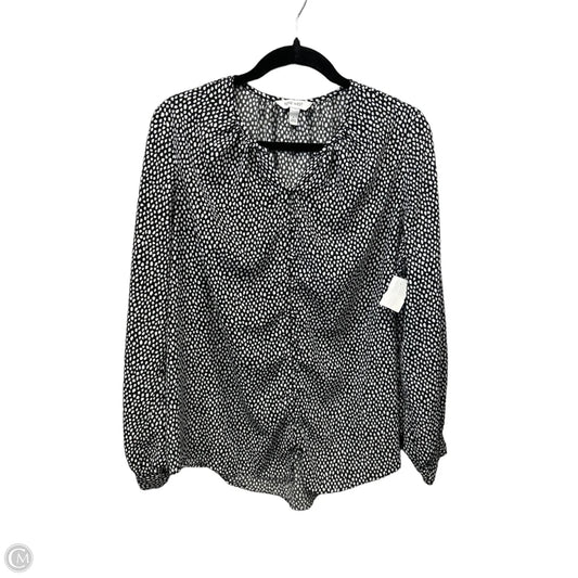 Top Long Sleeve By Nine West In Polkadot Pattern, Size: L